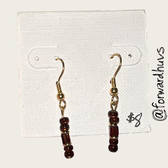 Bundle Sale 3 for $15 | Hand Crafted Red Bead Earrings – Gold Hook - Picture 4 of 7